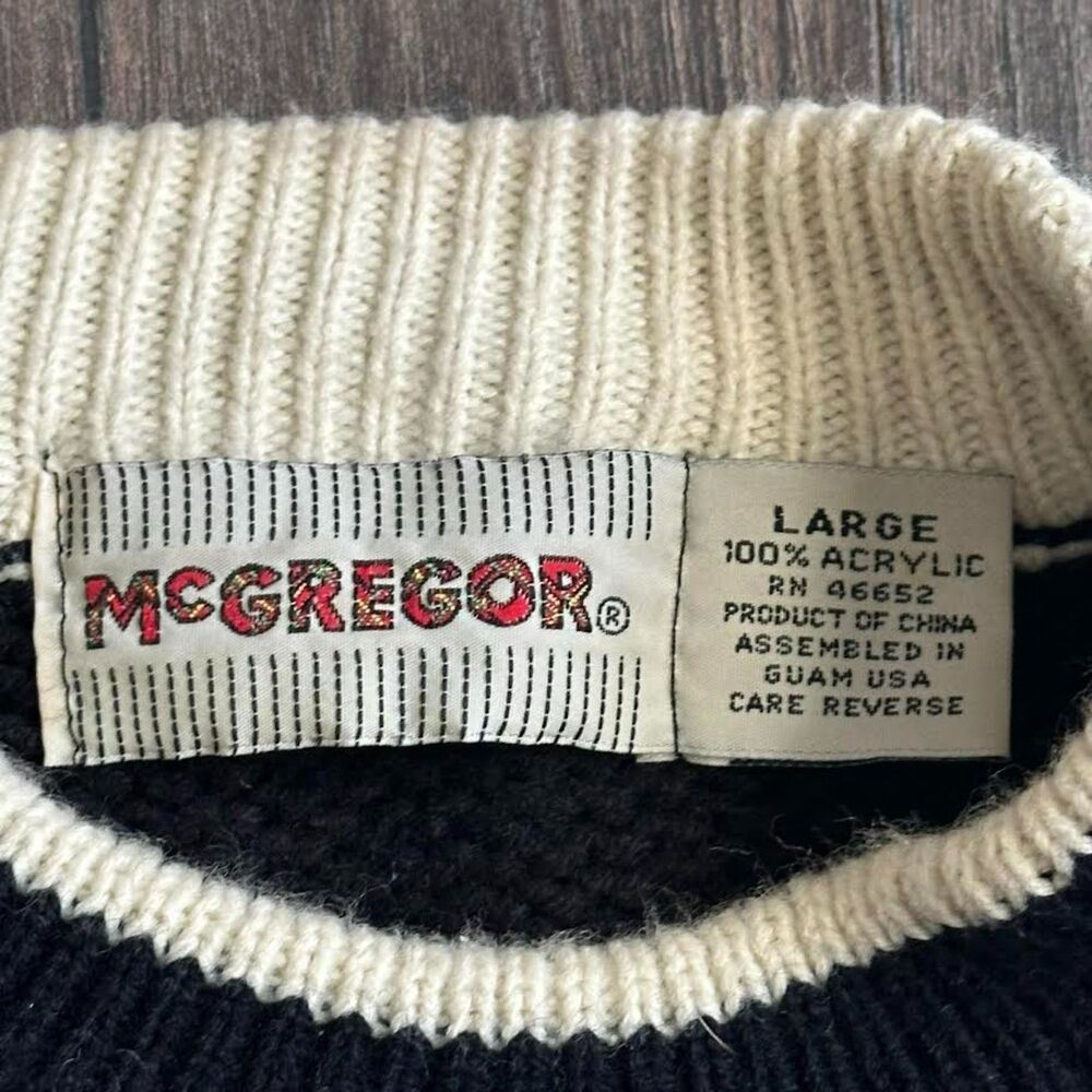 Vtg McGregor Knit Sweater Geo Abstract Native Print Pullover Crewneck Sz Large - Picture 6 of 7
